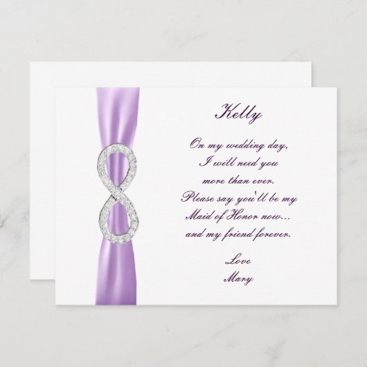 ラベンダーダイヤモンドインフィニティメイド・オブ・オーナー(花嫁付き添い人)カード 招待状 (正面/裏面)