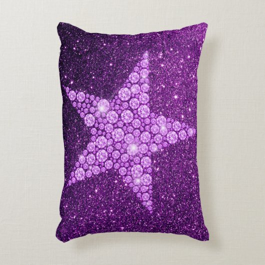 ラベンダーダイヤモンドスターパープルフェイクグリッター アクセントクッション (正面(垂直))