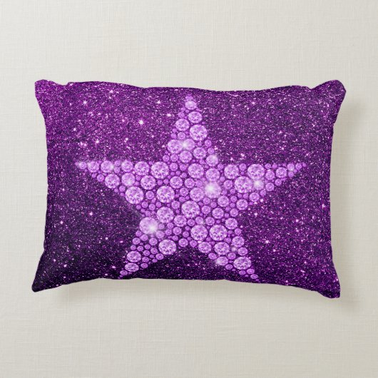 ラベンダーダイヤモンドスターパープルフェイクグリッター アクセントクッション (裏面)