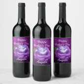 ラベンダーダイヤモンドバラパープルフェイクグリッター ワインラベル (ボトル)