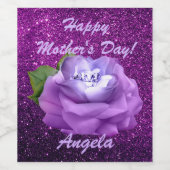 ラベンダーダイヤモンドバラパープルフェイクグリッター ワインラベル (シングルラベル)