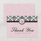 ラベンダーダマスクモノグラム結婚ズサンキューカード サンキューカード (正面/裏面)