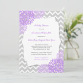ラベンダーダリアベビーシャワー招待状/パープルグレー 招待状 (スタンド正面)