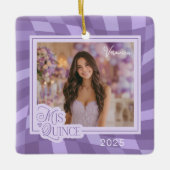 ラベンダーチェッカーボードフォトキンセアニェラキープサケ セラミックオーナメント (正面)