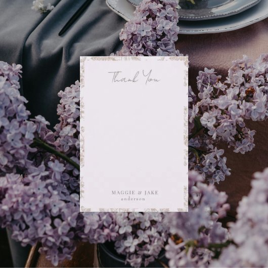 ラベンダーチノイスリーエレガントな結婚式ありがとう サンキューカード