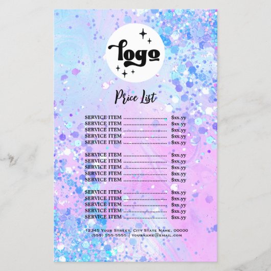 ラベンダーチュンキーグリッター美しいサロンフライヤー チラシ (正面)