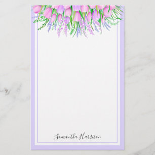 ラベンダーチューリップブーケ春ビベスフローラ 便箋