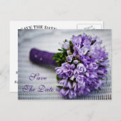 ラベンダーチューリップ花は日付の結婚カードを保存 案内ポストカード (正面/裏面)