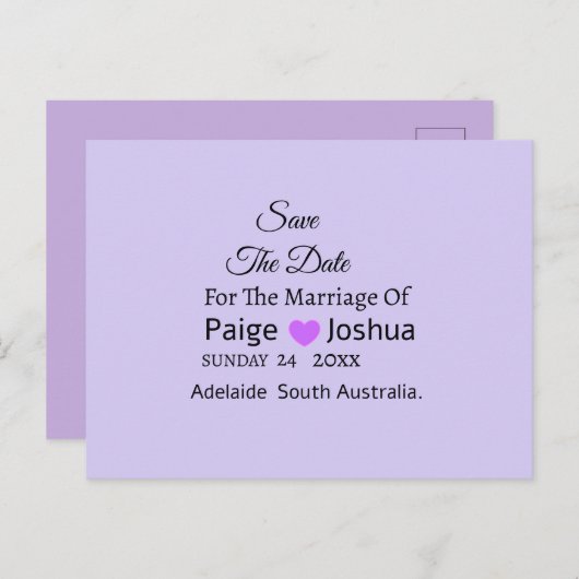 ラベンダーツイストモダンタイポグラフィ結婚ズ シーズンポストカード (正面/裏面)