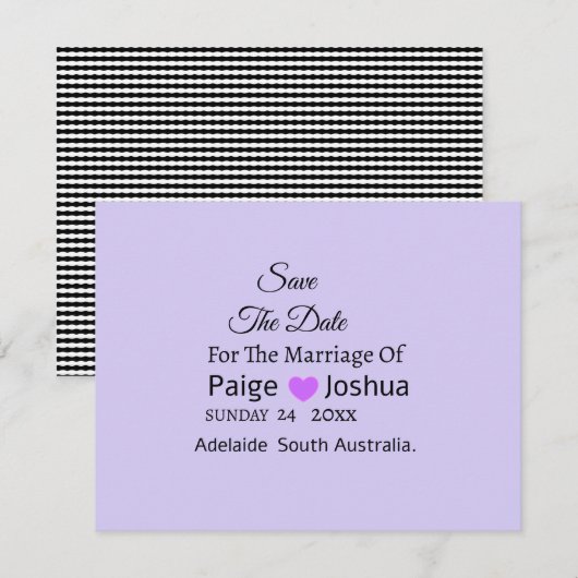 ラベンダーツイスト モダン タイポグラフィ ウェディング 案内状 (正面/裏面)