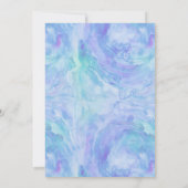 ラベンダーティール（緑がかった色）ウォーターカラーツリーオブライフバルミツワー 招待状 (裏面)