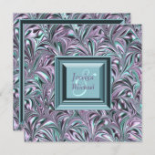 ラベンダーティール(緑がかった色)ブルー結婚式招待状 招待状 (正面/裏面)