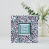 ラベンダーティール(緑がかった色)ブルー結婚式招待状 招待状 (スタンド正面)