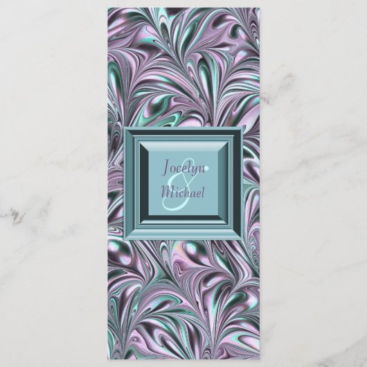 ラベンダーティール(緑がかった色)ブルー結婚式 プログラム (正面)