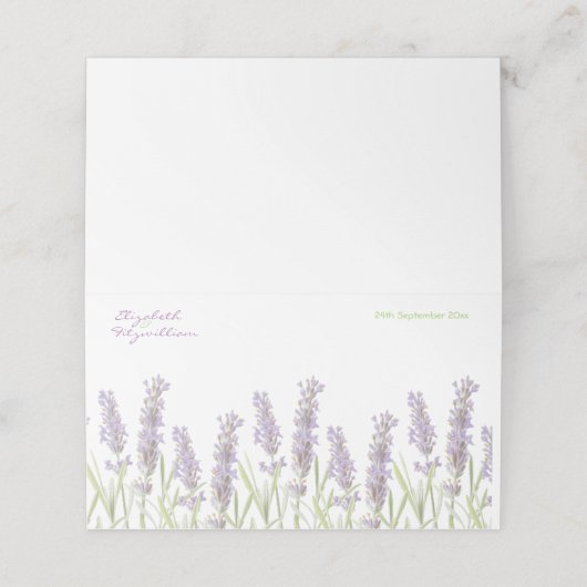 ラベンダーテーブル座席表またはエスコートカード プレイスカード (外部開封)