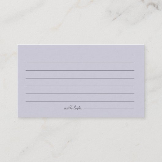 ラベンダーデイトナイトアイディアブライダルシャワーカード エンクロージャーカード (裏面)