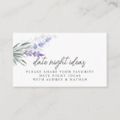 ラベンダーデイトナイトアイディアブライダルシャワーカード エンクロージャーカード (正面)