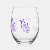 ラベンダーデザイン結婚ズ ステムなしワイングラス (正面)