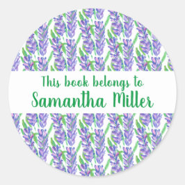 ラベンダーデザイン蔵書票シール ラウンドシール
