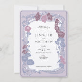 ラベンダートワイライトマウヴ結婚フローラ 招待状 (正面)