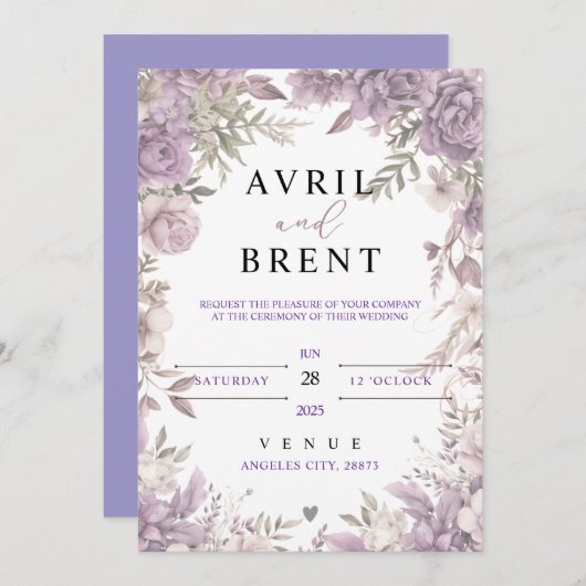 ラベンダードリームスフローラ結婚式招待状 招待状 (正面/裏面)