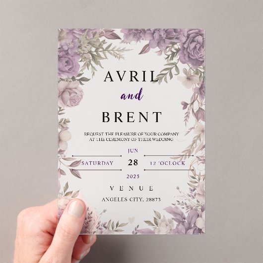 ラベンダードリームス結婚フローラアクリル招待状 アクリル招待状 (インサイチュ (ポータブル))