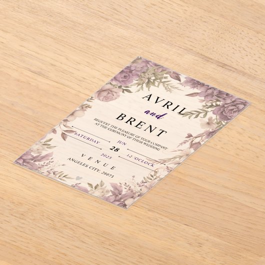 ラベンダードリームス結婚フローラアクリル招待状 アクリル招待状 (レイダウン)