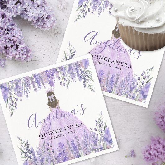 ラベンダードレスティアラフローラパープルキンセアニェラ スタンダードカクテルナプキン