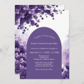 ラベンダード結婚リームズインパリとエッフェルタワー 招待状 (正面/裏面)