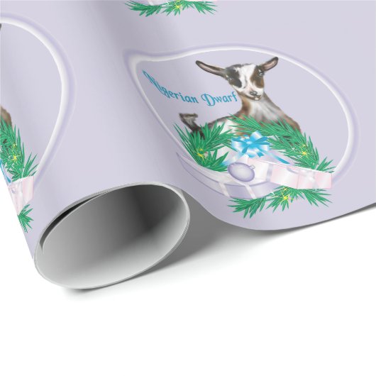 ラベンダーナイジェリア矮性ヤギのクリスマスラッピング ラッピングペーパー (ロールコーナー)