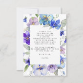 ラベンダーネイビーフローラバイオレットパープルブライダルシャワー サンキューカード (裏面)