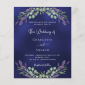 ラベンダーネイビーブルーバジェット結婚式招待状 (正面)