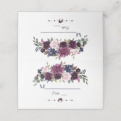 ラベンダーネイビーブルーフローラ開花テーブル番号 プレイスカード (外部開封)