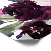 ラベンダーネイビーブルーフローラ開花結婚ズウェルカム ポスター (角)