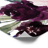 ラベンダーネイビーブルーフローラ開花結婚ズサイン ポスター (角)