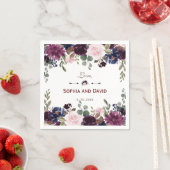 ラベンダーネイビーブルーフローラ開花結婚ズ スタンダードカクテルナプキン (インサイチュ)