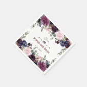 ラベンダーネイビーブルーフローラ開花結婚ズ スタンダードカクテルナプキン (角)