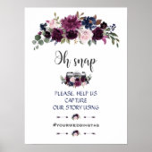 ラベンダーネイビーブルーフローラOHスナップインスタグラム記号 ポスター (正面)