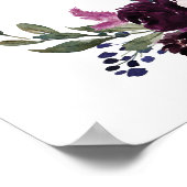 ラベンダーネイビー結婚ブルーフローラの座席表 ポスター (角)