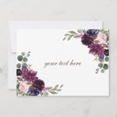 ラベンダーネイビー金ゴールドフローラ結婚開花サンキュー サンキューカード (裏面)