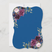 ラベンダーネイビー金ゴールドフローラ開花18誕生日 招待状 (裏面)