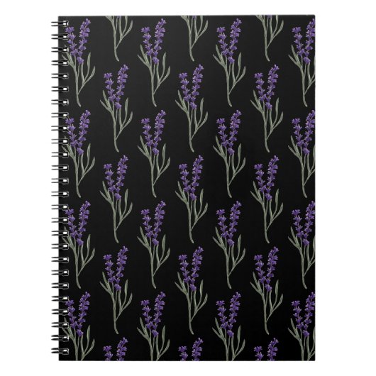 ラベンダーノートブックブラックパターン ノートブック (正面)