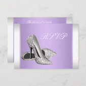 ラベンダーハイヒールパーティーRSVPカード 出欠カード (正面/裏面)