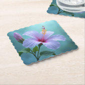 ラベンダーハイビスカスフラワー:自然の繊細なチャーム ペーパーコースター (アングル)