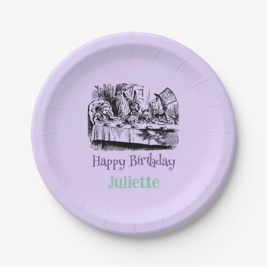 ラベンダーハッピーバースデーアリスinワンダーランド ペーパープレート (正面)