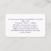 ラベンダーハニーアピールビーキーパービジネスカード 名刺 (裏面)