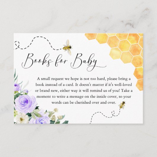 ラベンダーハニービー赤ちゃんシャワーベビー エンクロージャーカード (正面)