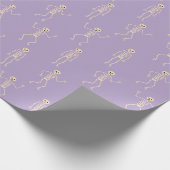 ラベンダーハロウィンお洒落踊りスケルトン ラッピングペーパー (角)