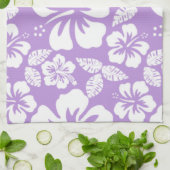 ラベンダーハワイアントロピカルハイビスカス キッチンタオル (折り畳み)