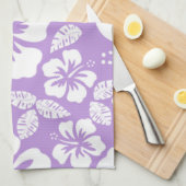 ラベンダーハワイアントロピカルハイビスカス キッチンタオル (四つ折り)